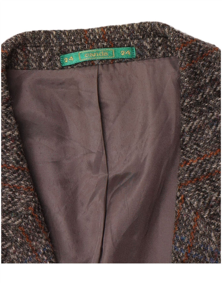 CANDA Mens 2 Button Blazer Jacket UK 42 XL Grey Check Virgin Wool