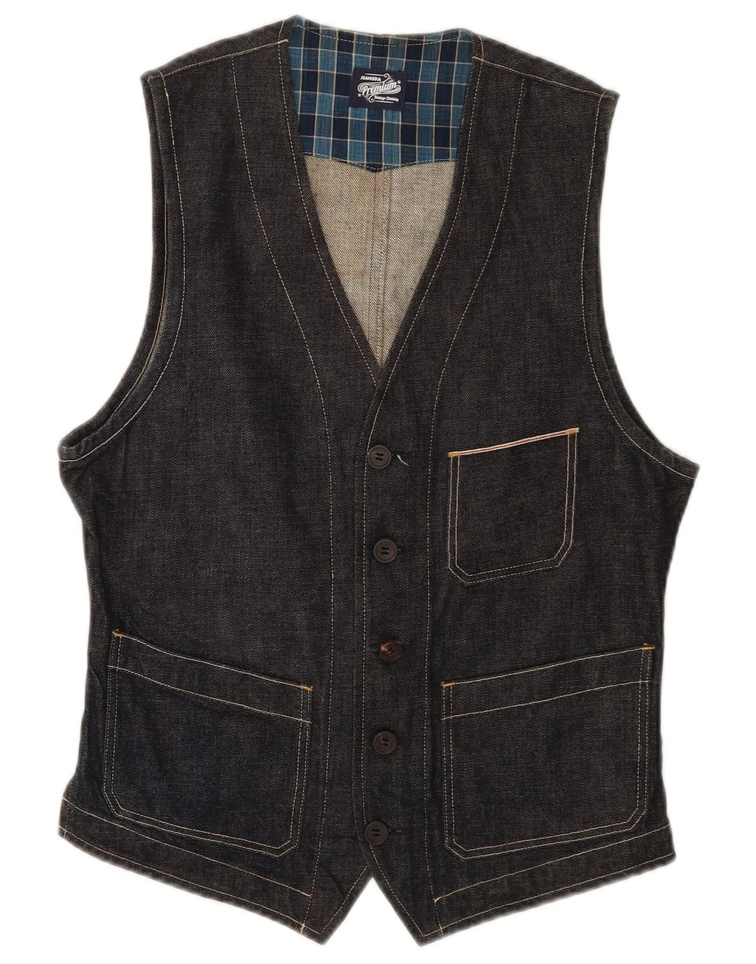 Vintage denimvest til mænd, lille marineblå