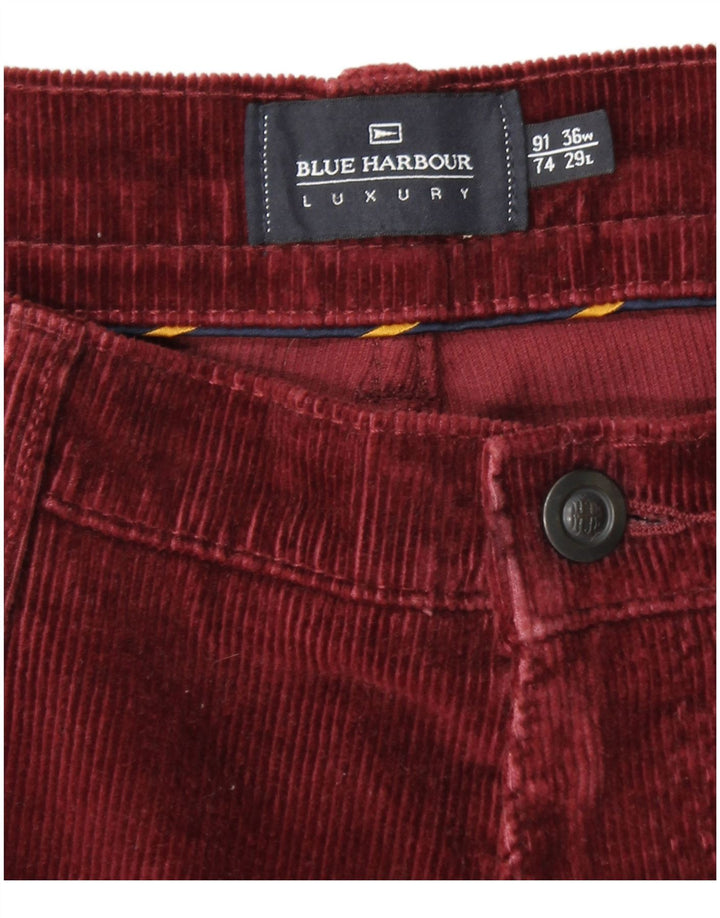 MARKS & SPENCER Herre Blue Harbor Corduroy Bukser W36 L29 Burgundy