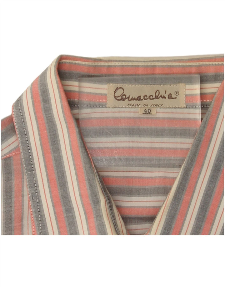 Vintage herreskjorte str. 40 Medium Pink stribet