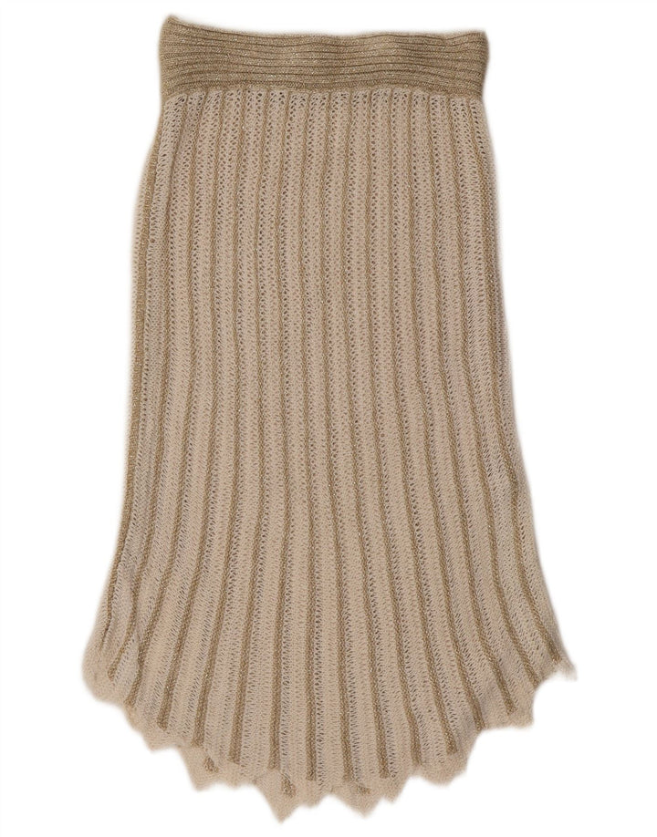 Vintage kvinders 2-delt nederdel Sæt UK 8 Small W26 Beige stribet akryl