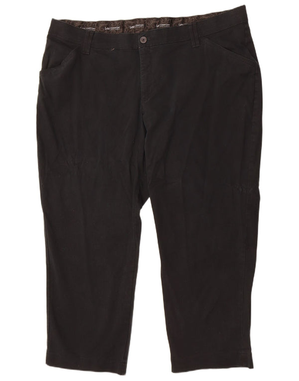 Lee Womens Comfort Fit Cropped Trousers US 24 4XL W44 L26 Sort Bomuld