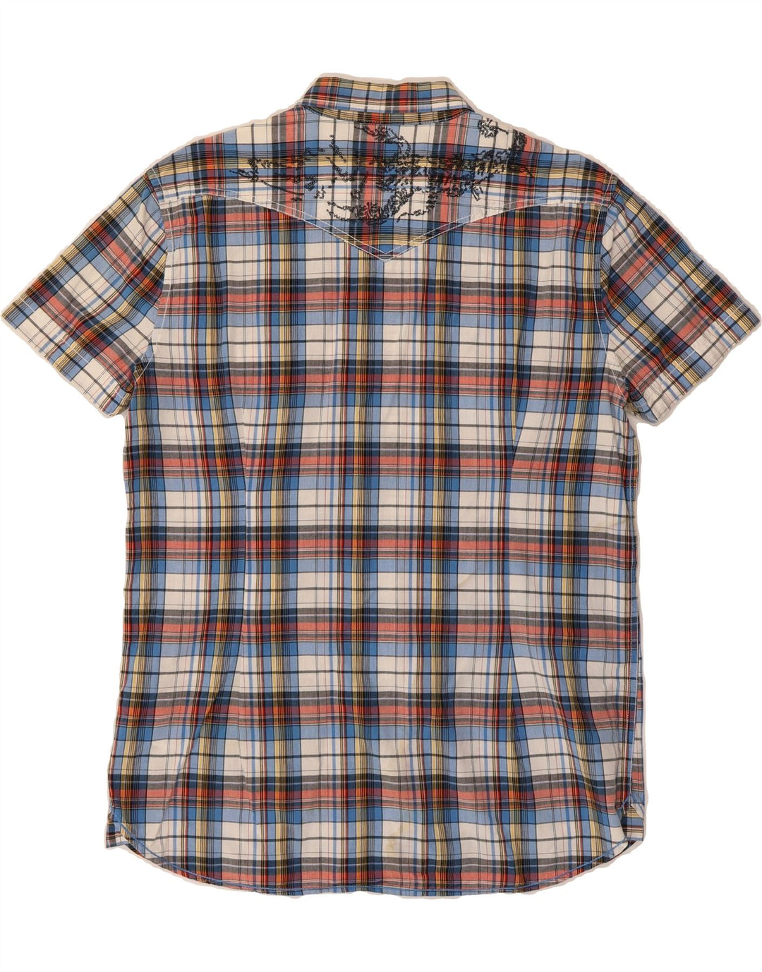 LEE Mens Short Sleeve Flannel Shirt XL Blue Check Cotton Vintage Lee and Second-Hand Lee from Messina Hembry 