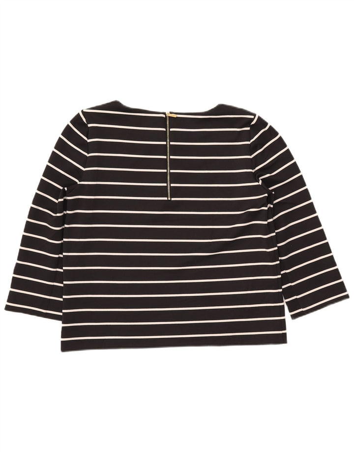 CALVIN KLEIN dametop 3/4 ærmer UK 14 medium sort stribet polyester