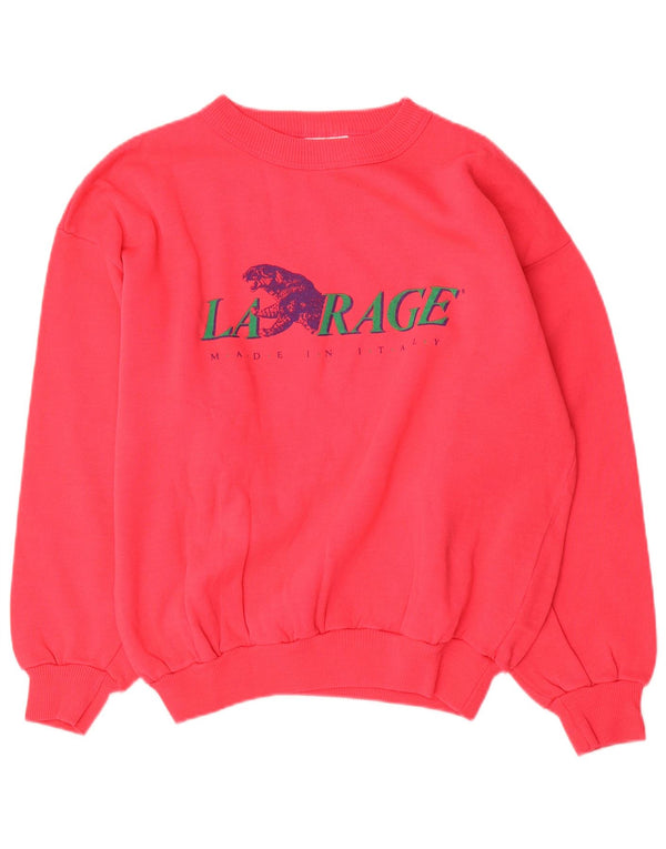 Vintage Herre Grafisk Sweatshirt Jumper Medium Pink Bomuld