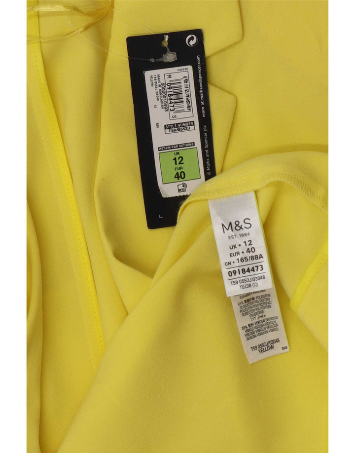 Marks & Spencer Dame 3/4 ærmet åben blazerjakke UK 12 Medium Gul