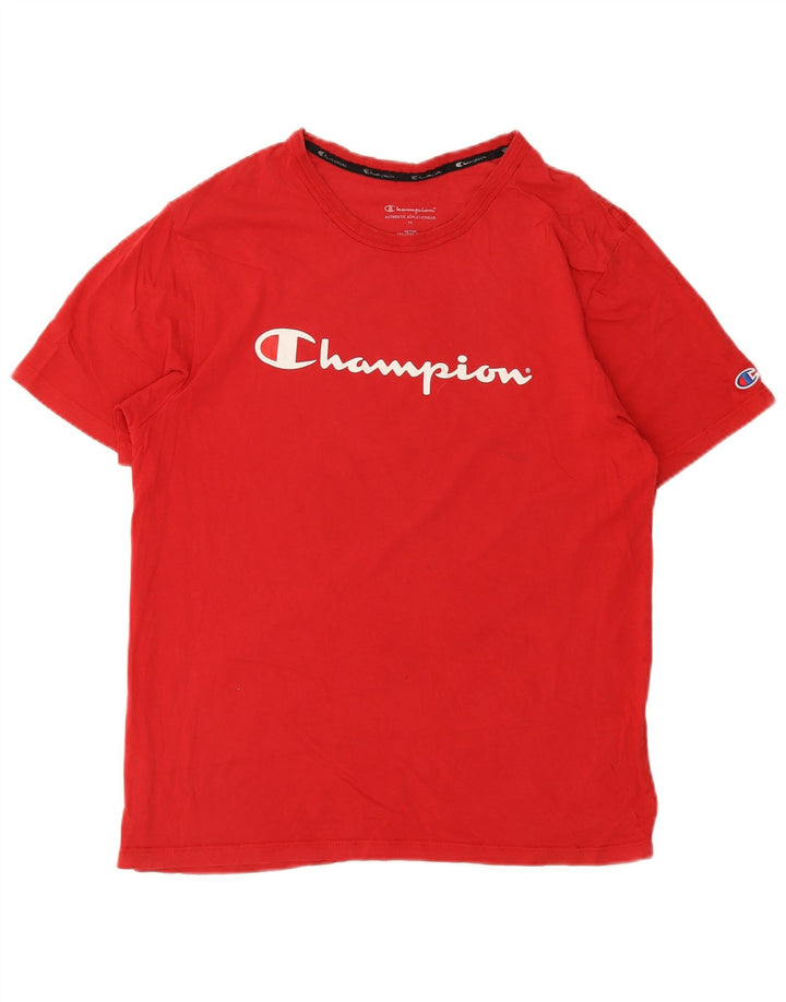 Champion Herre grafisk T-shirt Top Medium Rød Bomuld