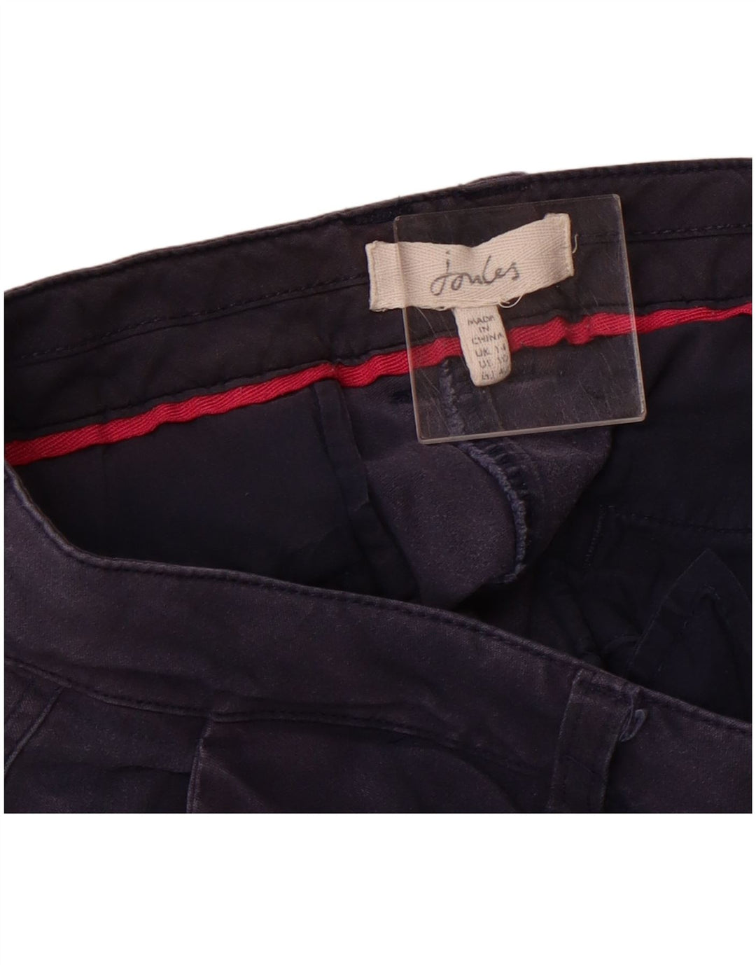 JOULES Dame Crop Chino Bukser UK 14 Medium W34 L24 Marineblå Bomuld