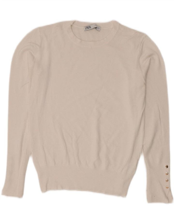 Zara Dame sweater med rund hals DK 14 Stor hvid viskose