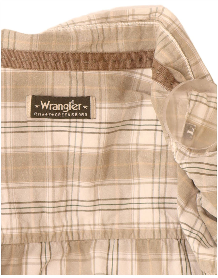 Wrangler kortærmet herreskjorte stor beige ternet bomuld