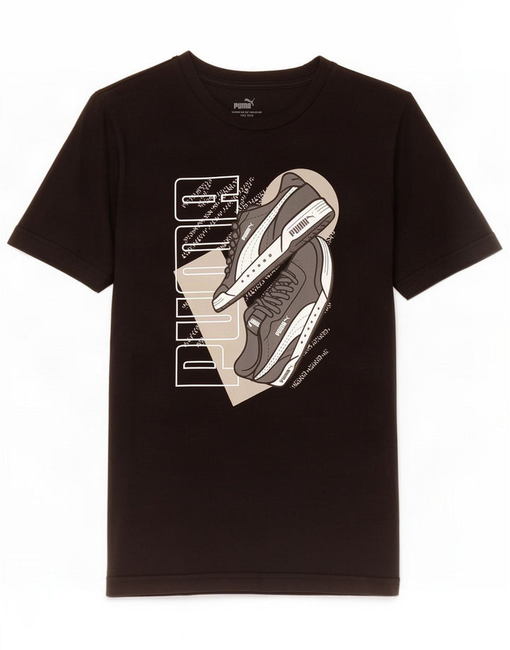 Puma Herre Grafisk T-Shirt Top Medium Sort Bomuld