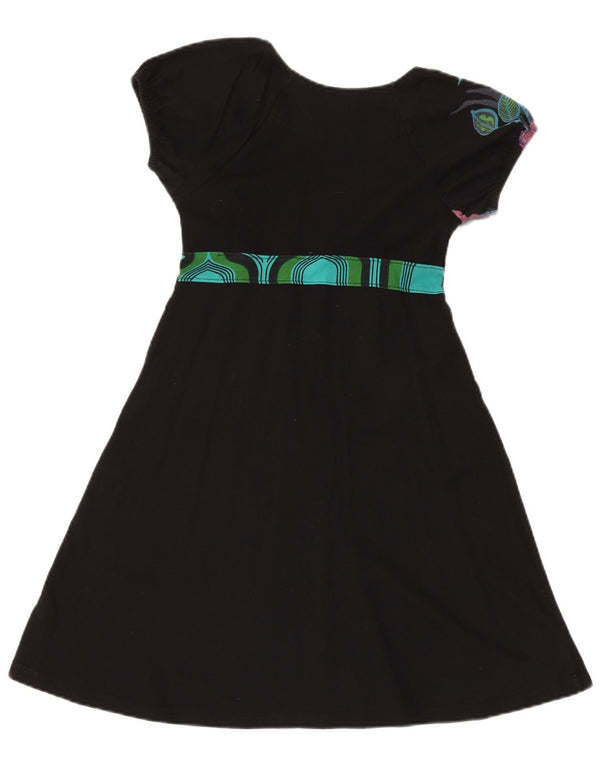 Desigual Girls Graphic A-Line Kjole 11-12 år Sort Blomsterbomuld