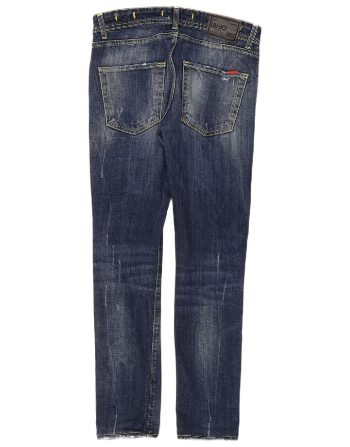 Liu Jo Herre Distressed Slim Jeans W32 L29 Navy Blue