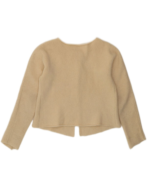 Dkny Womens Crop Cardigan Sweater UK 14 Large Beige Lammeuld