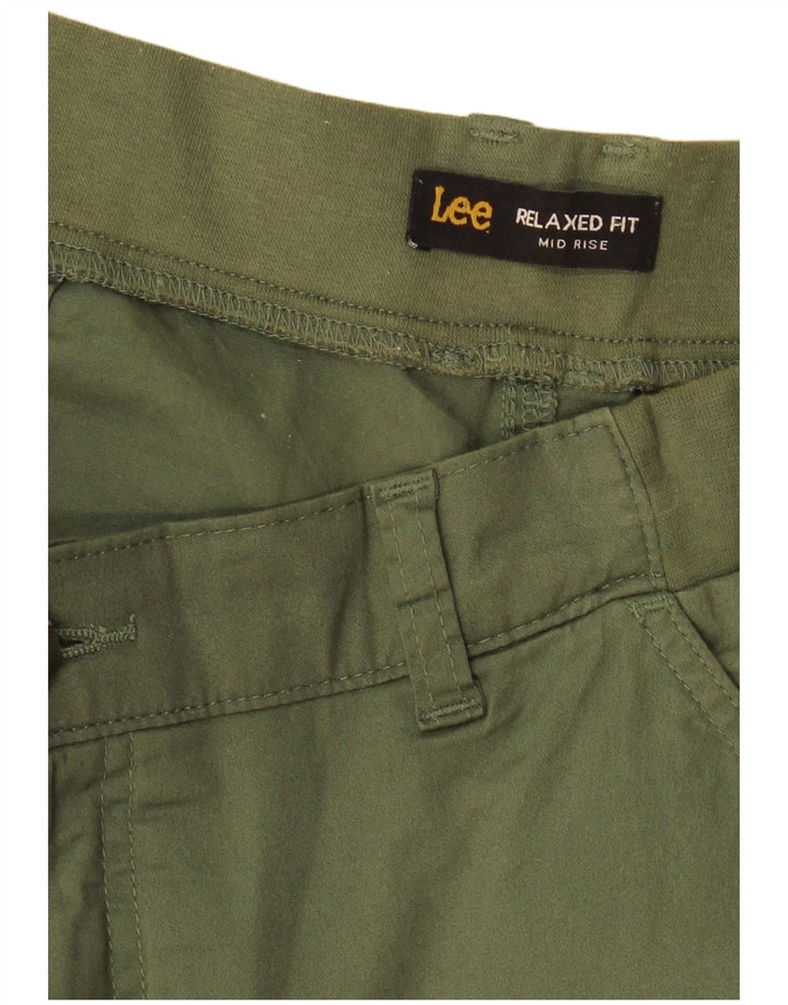 Lee Womens Mid Rise Relaxed Fit Cargo Shorts W32 Large Khaki