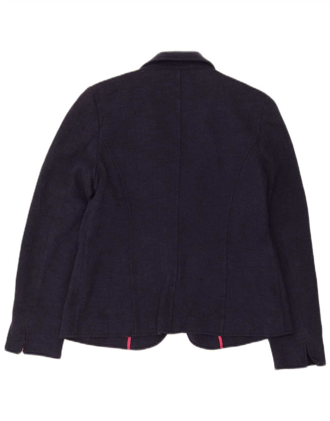 Joules Dame 1 Knap Blazer Jacket UK 14 Large Navy Blue Herringbone