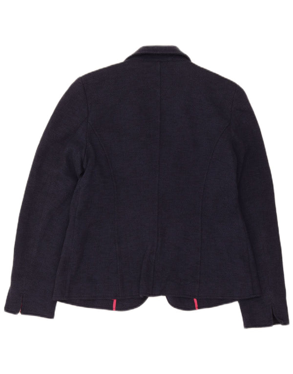 Joules Dame 1 Knap Blazer Jacket UK 14 Large Navy Blue Herringbone