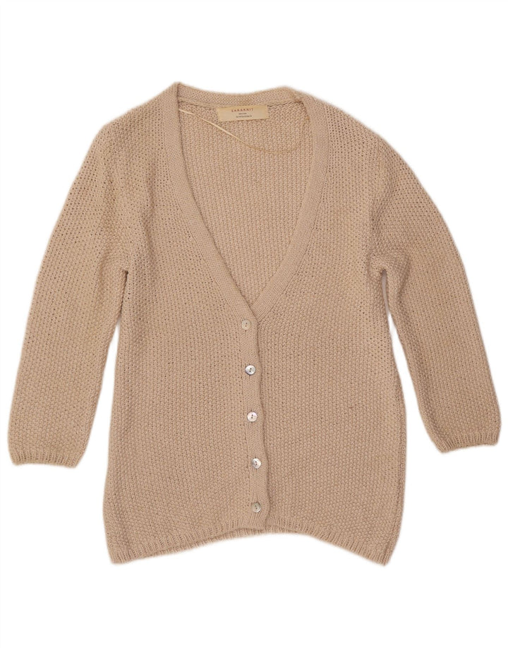ZARA 3/4-ærmet cardigantrøje til kvinder UK 12 Medium Beige
