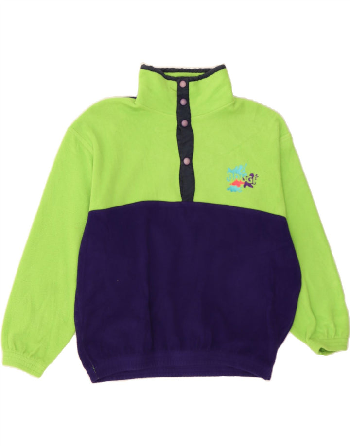 BRUGI Womens Oversized Fleece Jumper UK 10 Small Green Colourblock Vintage Brugi and Second-Hand Brugi from Messina Hembry 