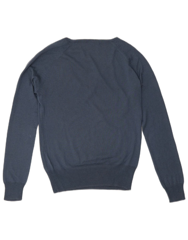 Massimo Dutti Dame V-hals sweater UK 12 Medium Blue Silke
