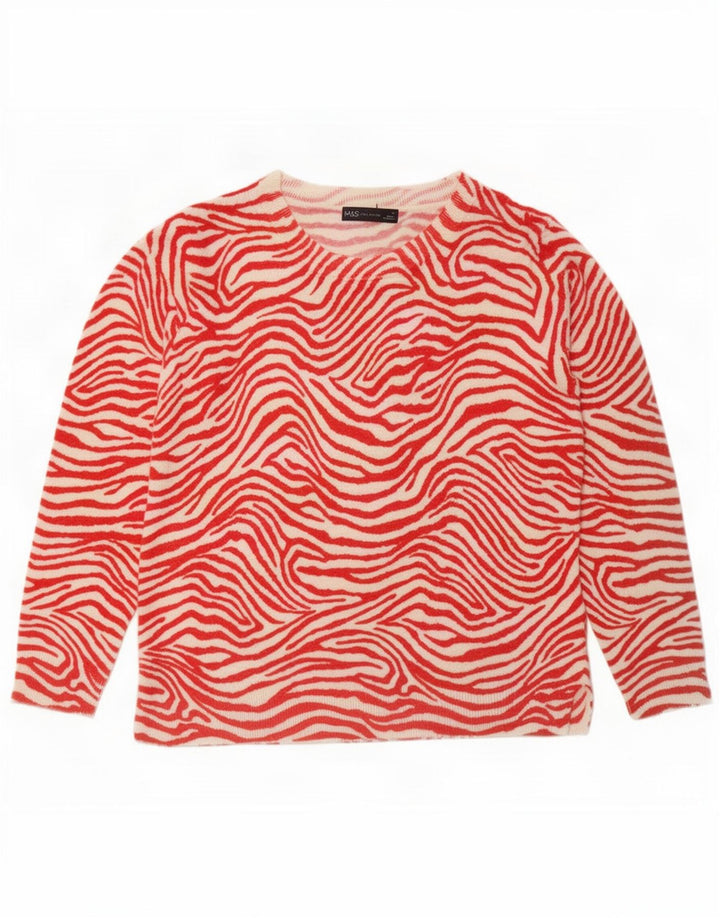 Marks & Spencer Dame Boat Neck Jumper Sweater UK 14 Medium Red