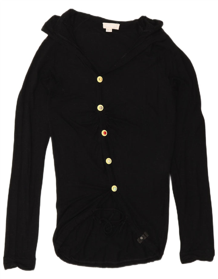 Diesel Dame Longline Cardigan Sweater UK 12 Medium Black Rayon