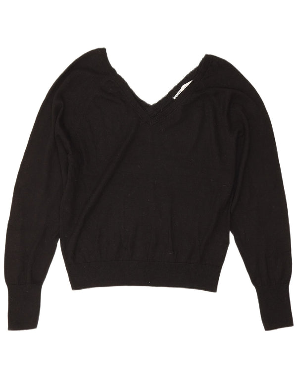 Zara Dame V-hals sweater UK 10 Small Black Lyocell