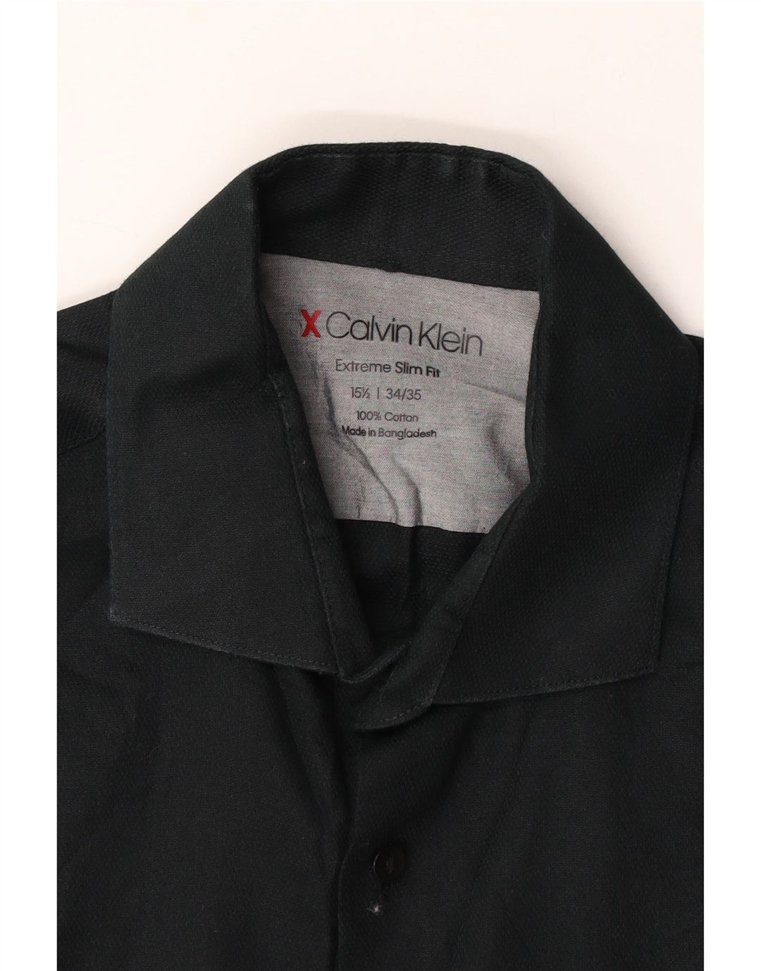 Calvin Klein Herre Extra Slim Fit Skjorte Størrelse 15 1/2 Medium Sort Bomuld
