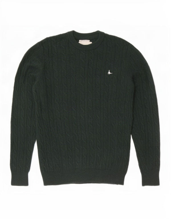 Jack Wills Herre Crew Neck Jumper Sweater Medium Green Merino Wool