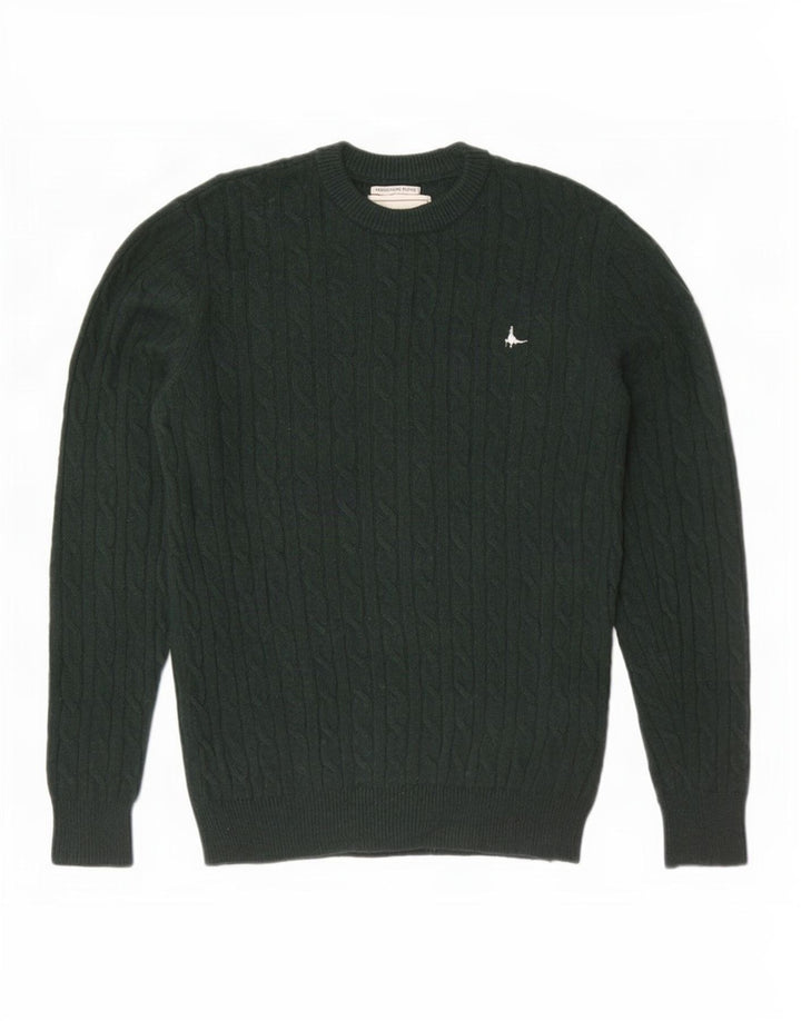 Jack Wills Herre Crew Neck Jumper Sweater Medium Green Merino Wool