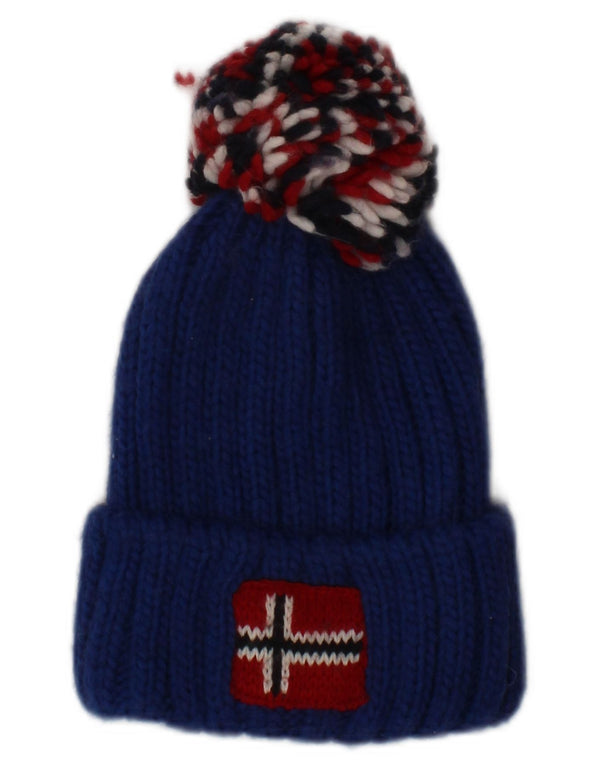 NAPAPIJRI Boys Graphic Knit Beanie Hat 2-3 Years Blue Winter