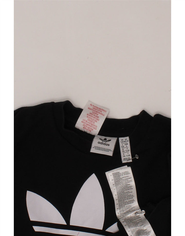 ADIDAS Drenge Grafisk Sweatshirt Jumper 5-6 år Sort Bomuld