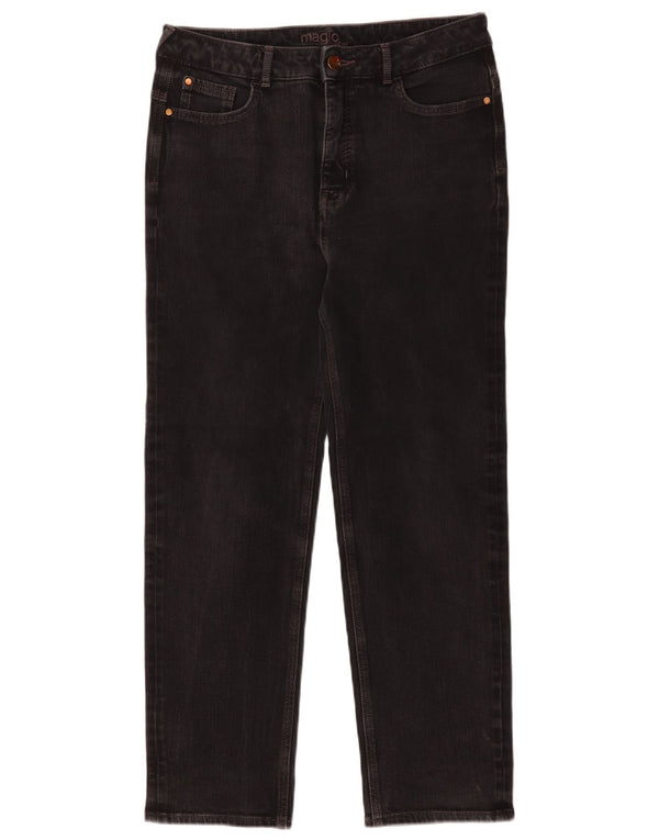 Marks & Spencer Dame Straight Jeans UK 14 Large W30 L26 Black Bomuld