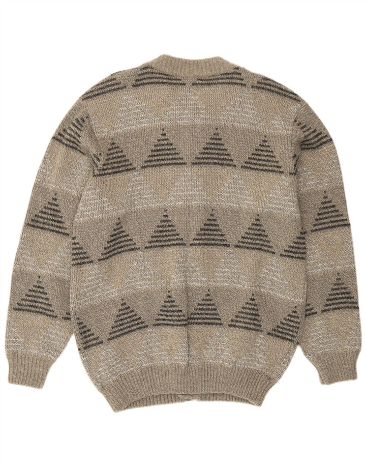 Rinaldi Herre Cardigan Sweater Stor Grå Geometrisk Uld