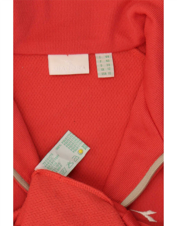 Diadora træningsdragt topjakke til kvinder UK 12 Medium Rød Colourblock Polyester