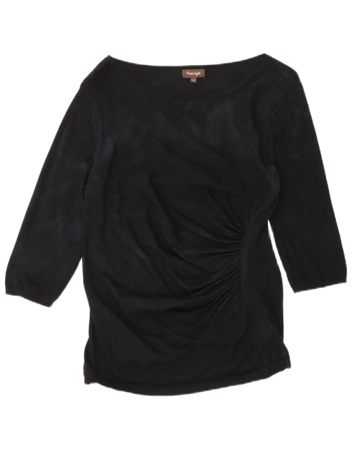 Phase Eight Dame Top 3/4 ærme UK 12 Medium Sort Viscose