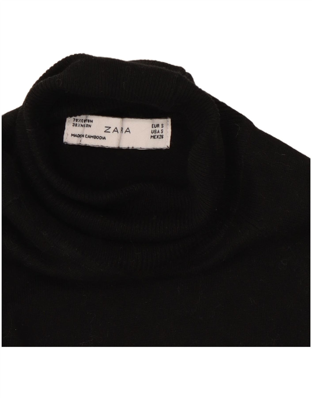 Zara Dame Rullehals Sweater UK 8 Lille Sort