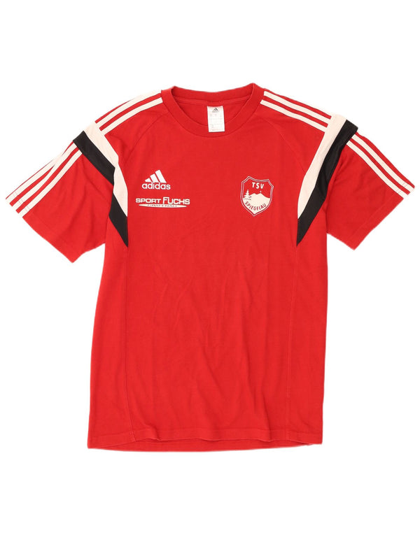 Adidas Herre grafisk T-shirt Top Medium Rød Colourblock Bomuld