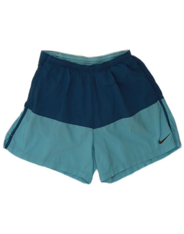 Nike Herre Dri Fit Sportshorts Store Blå Colourblock Polyester Sports