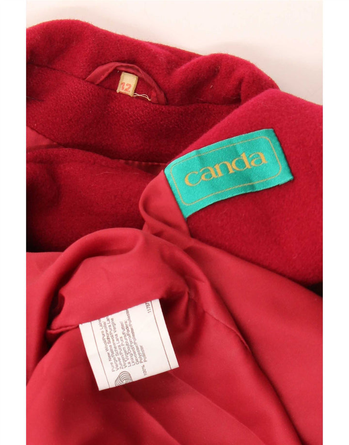 Canda Dame Dobbeltradet Frakke UK 12 Medium Rød Ny Uld
