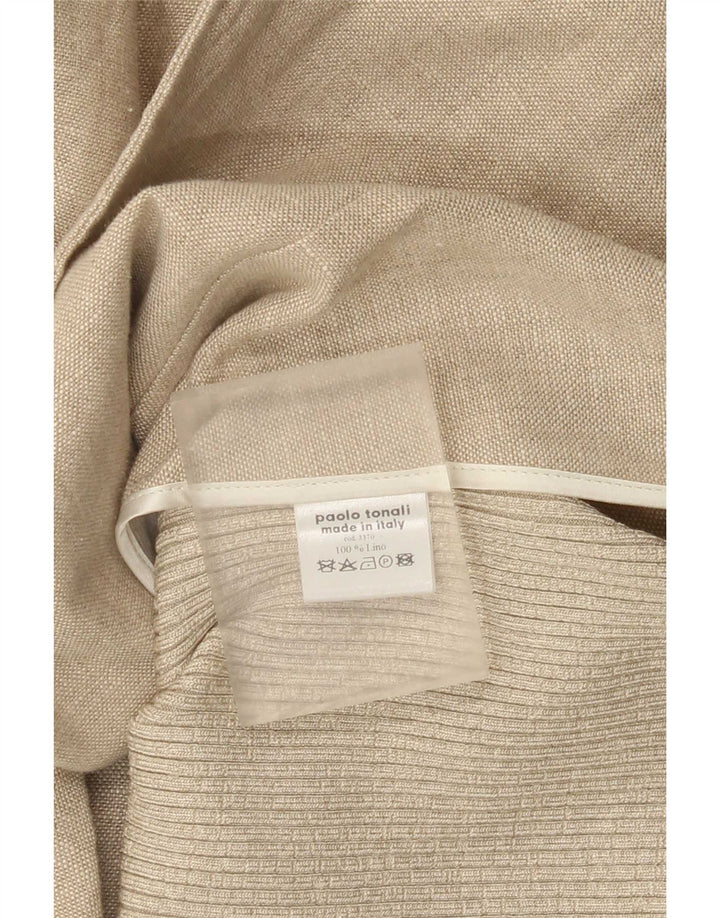 Paolo Tonali Dame 1 Knap Blazer Jakke UK 12 Medium Beige Linen