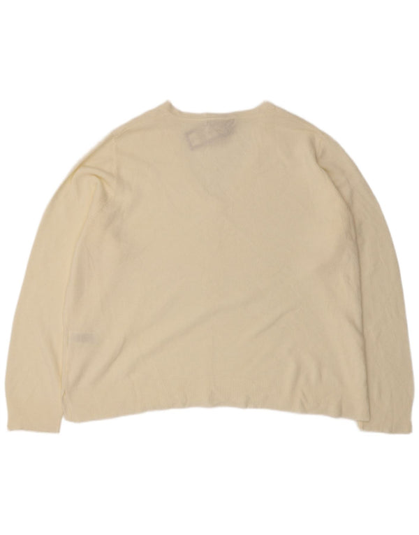 Marks & Spencer Dame V-hals sweater UK 20 2XL Off White Akryl