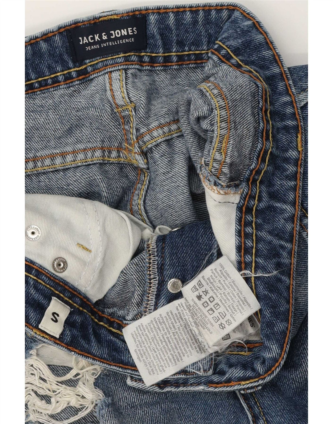 Jack & Jones Herre Distressed Regular Fit denimshorts Små W28 blå bomuld