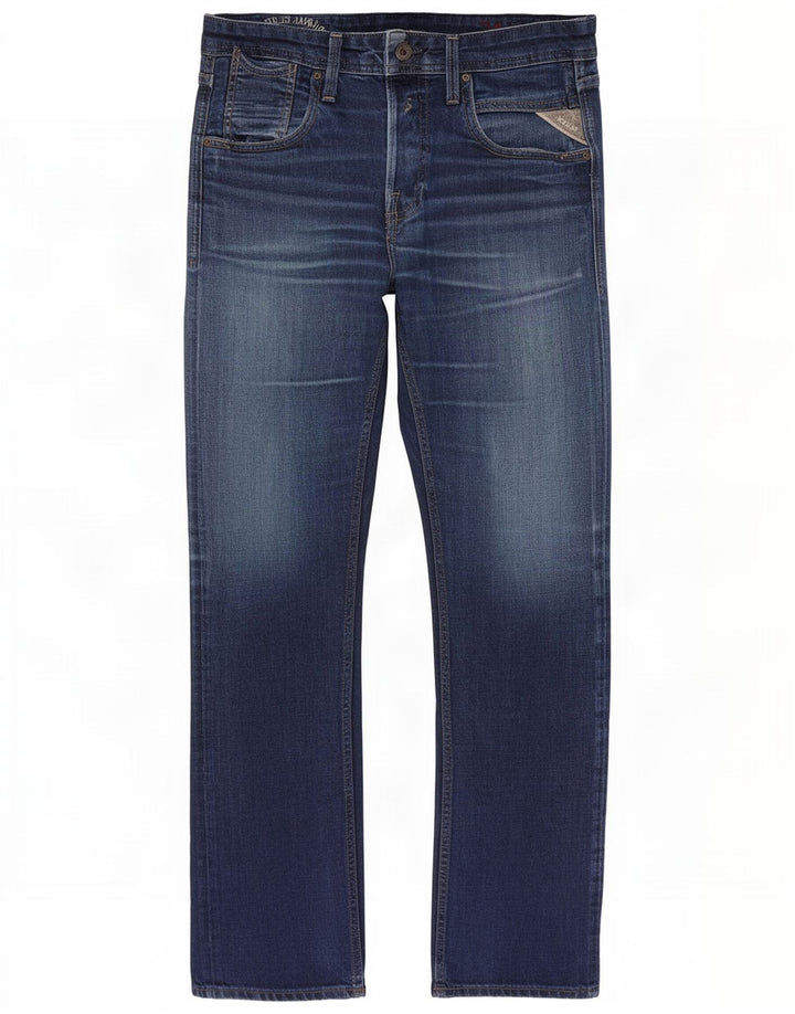 Replay Herre Straight Jeans W31 L34 Marineblå Bomuld