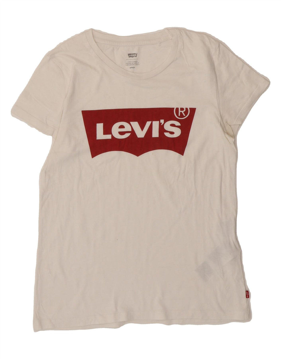 LEVI'S Womens Graphic T-Shirt Top UK 10 Small White Cotton Vintage Levi's and Second-Hand Levi's from Messina Hembry 