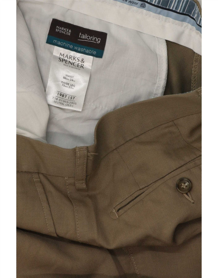Marks & Spencer Herredragtbukser W34 L31 Beige Uld