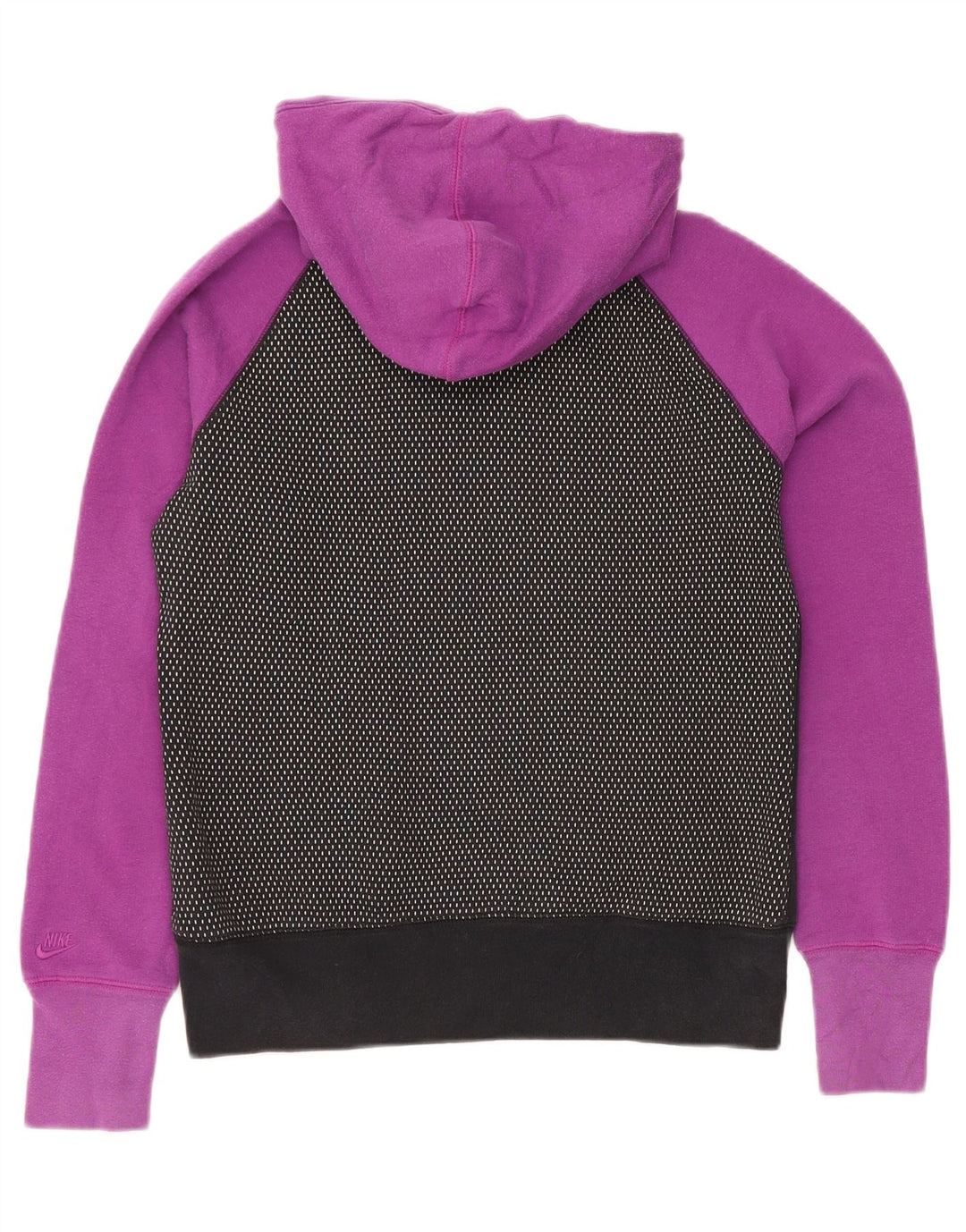NIKE Grafisk hættetrøje til kvinder UK 14 Medium Sort Colourblock Bomuld