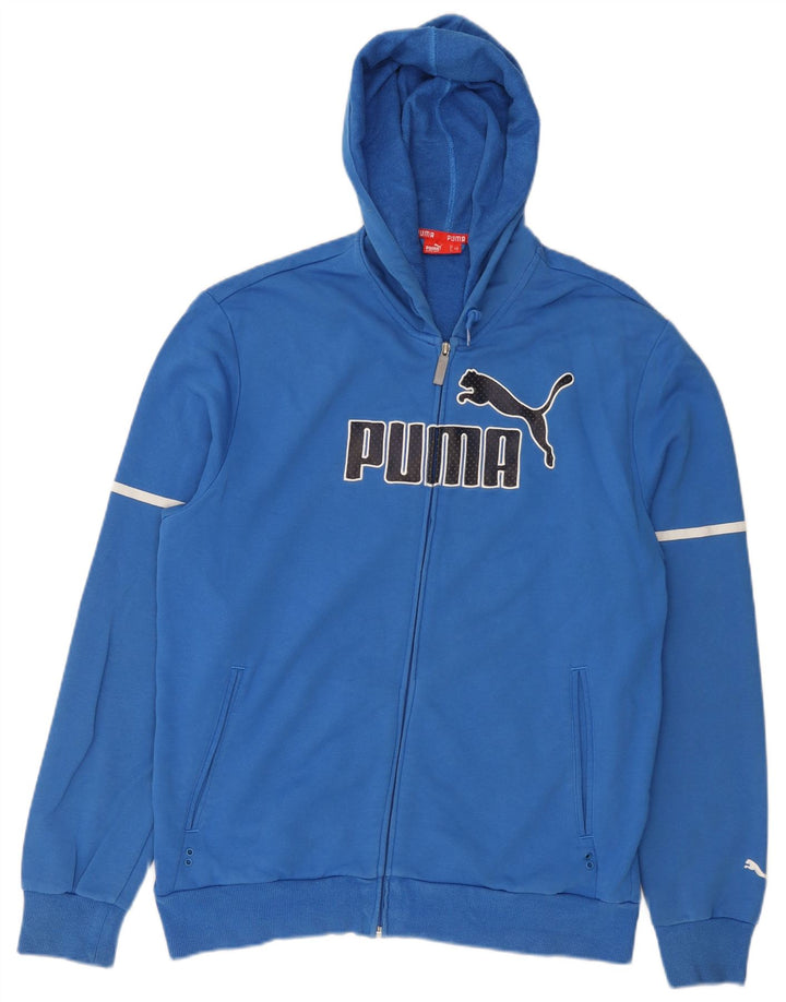 Puma Herre grafisk hættetrøje med lynlås, stor blå bomuld