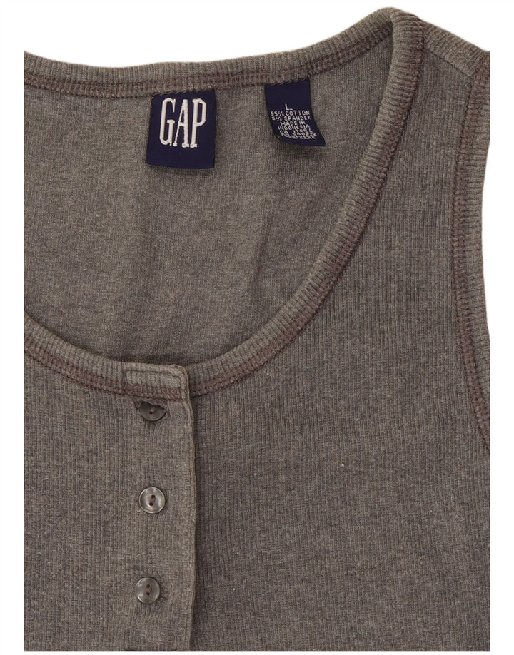 Gap Womens Crop Vest Top UK 14 Large Grå Bomuld