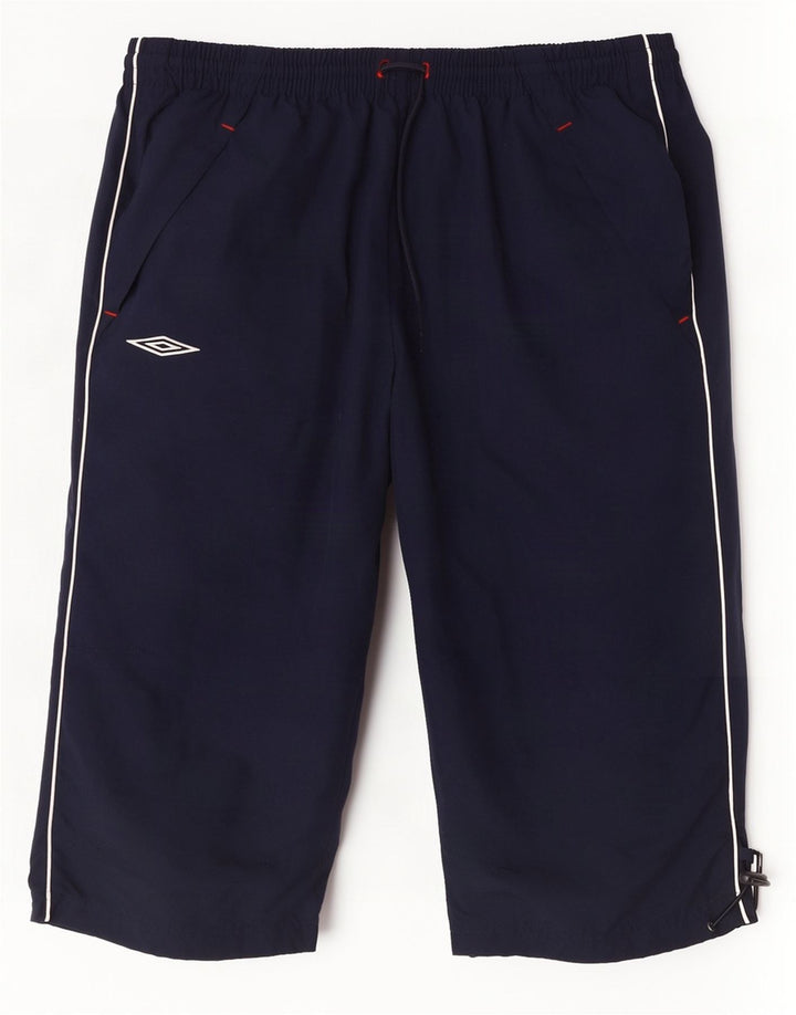 Umbro Herre Graphic Bermuda Sports Shorts Small Navy Blue Polyester